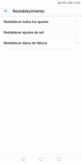 Pulsa Restablecer datos de fábrica.
