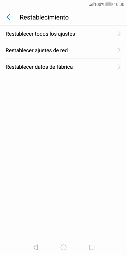 Pulsa Restablecer datos de fábrica.