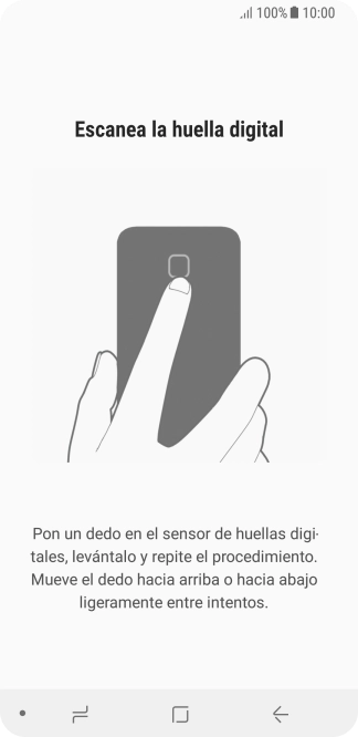 Sigue las indicaciones de la pantalla para crear una huella digital como código de seguridad.