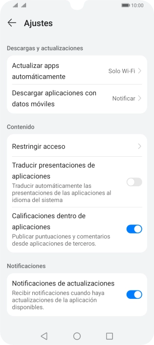 Pulsa Actualizar apps automáticamente.