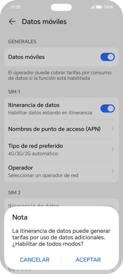 Si activas la función, pulsa ACEPTAR.