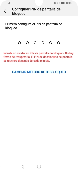 Pulsa CAMBIAR MÉTODO DE DESBLOQUEO.