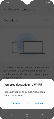 Si la función de wifi está activada, pulsa Aceptar.
