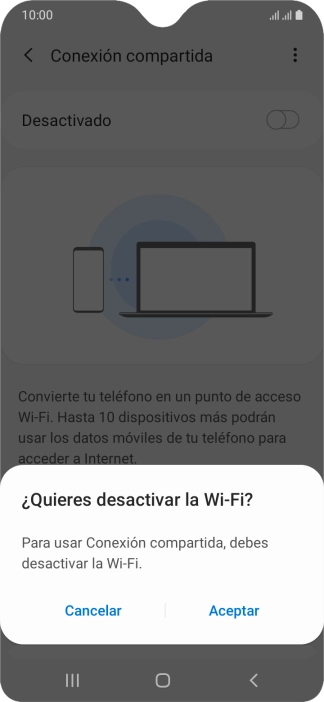 Si la función de wifi está activada, pulsa Aceptar.