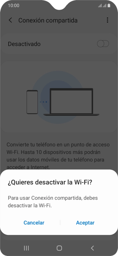 Si la función de wifi está activada, pulsa Aceptar.