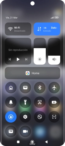 Pulsa el icono de modo de avión para activar o desactivar la función.