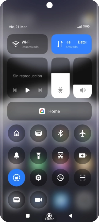 Pulsa el icono de modo de avión para activar o desactivar la función.