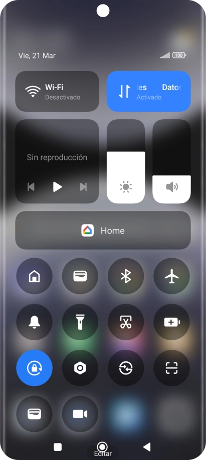 Pulsa el icono de modo de avión para activar o desactivar la función.
