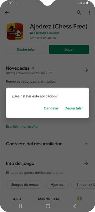 Pulsa Desinstalar.
