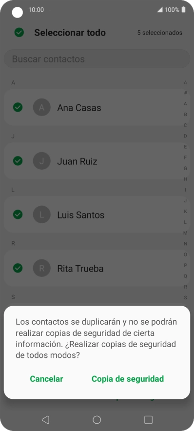 Pulsa Copia de seguridad.