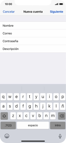Pulsa Descripción e introduce el nombre de la cuenta de correo electrónico.