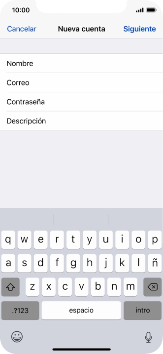 Pulsa Descripción e introduce el nombre de la cuenta de correo electrónico.