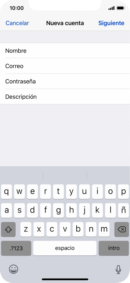 Pulsa Descripción e introduce el nombre de la cuenta de correo electrónico.