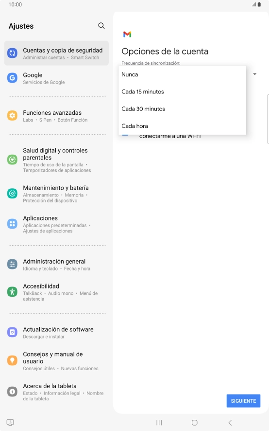 Pulsa el ajuste deseado.