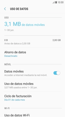 El consumo total de datos se visualiza ahora en la pantalla.