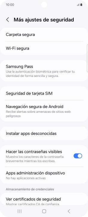 Pulsa Seguridad de tarjeta SIM.