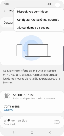 Pulsa Configurar Conexión compartida.