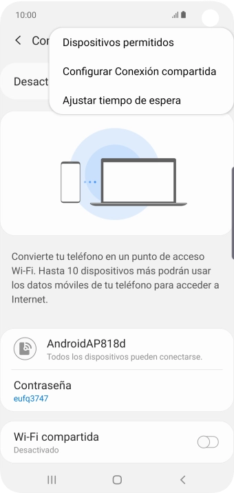 Pulsa Configurar Conexión compartida.