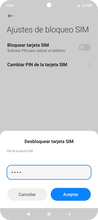 Introduce tu código PIN y pulsa Aceptar.