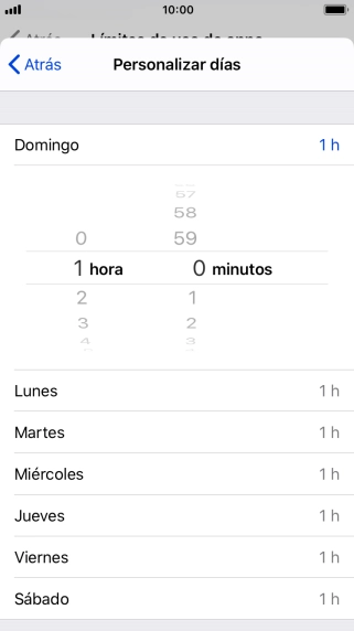 Selecciona el límite de tiempo deseado.