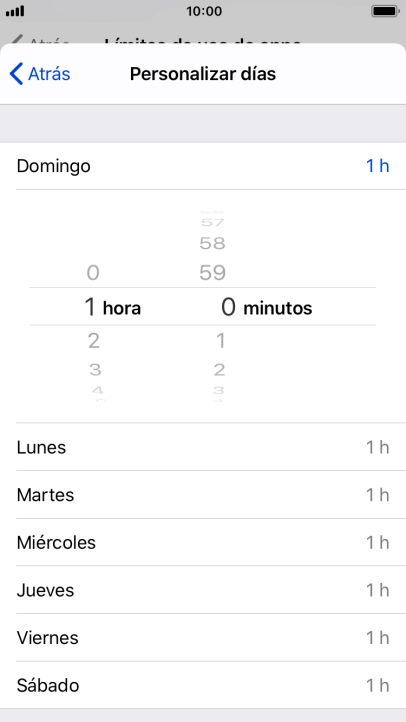 Selecciona el límite de tiempo deseado.