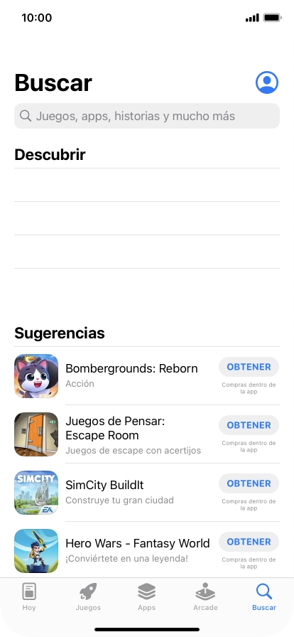 Pulsa en el campo de búsqueda e introduce el nombre o el tema de la app deseada.