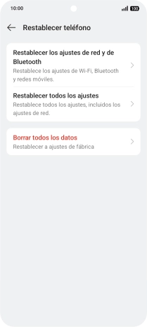 Pulsa Restablecer los ajustes de red y de Bluetooth.