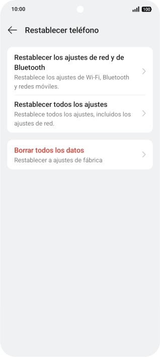 Pulsa Restablecer los ajustes de red y de Bluetooth.