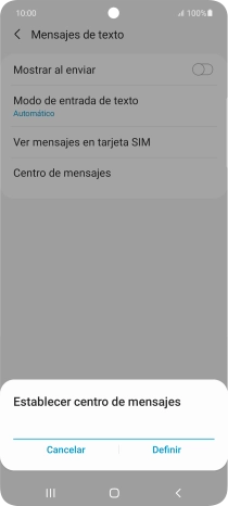 Introduce +34607003110 y pulsa Definir.