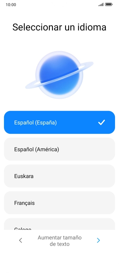 Pulsa el idioma deseado.