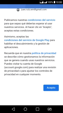 Pulsa Acepto y sigue las indicaciones de la pantalla para seleccionar los ajustes de tu cuenta de Google.