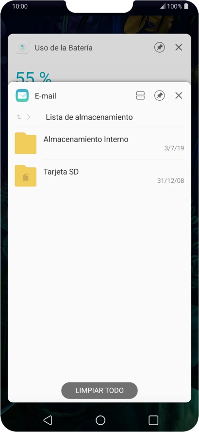 Para cerrar una sola aplicación en ejecución, desliza el dedo hacia la derecha sobre la aplicación deseada.