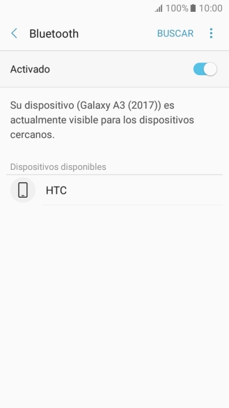 Pulsa el dispositivo Bluetooth deseado y sigue las indicaciones de la pantalla para vincular el dispositivo al teléfono.