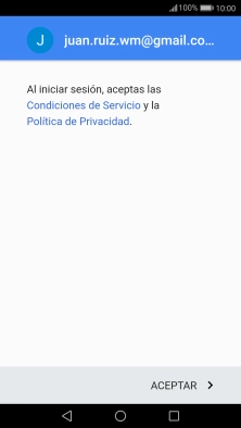 Pulsa ACEPTAR y sigue las indicaciones de la pantalla para seleccionar los ajustes de tu cuenta de Google.