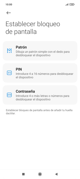 Pulsa el código de seguridad deseado.