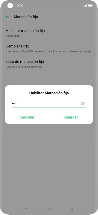 Introduce el código PIN2 y pulsa Guardar.