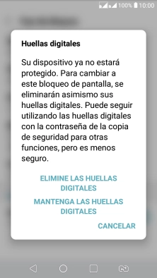Pulsa ELIMINE LAS HUELLAS DIGITALES.