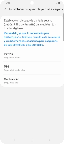 Pulsa el código de seguridad deseado y sigue las indicaciones de la pantalla para crear un código de seguridad del teléfono adicional.