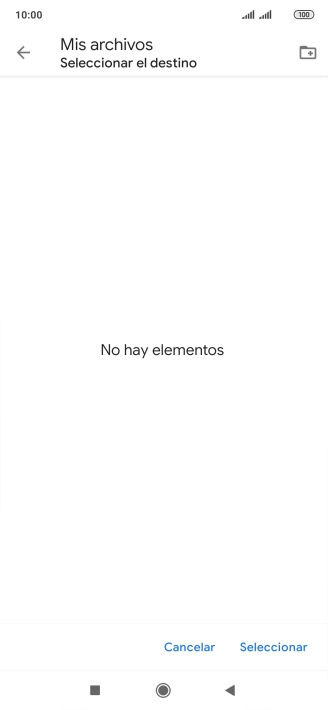 Si deseas crear una nueva carpeta, pulsa el icono de nueva carpeta y sigue las indicaciones de la pantalla para crearla.