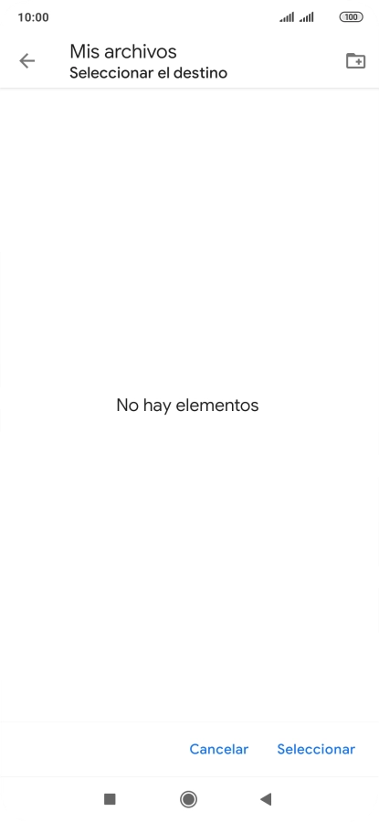 Si deseas crear una nueva carpeta, pulsa el icono de nueva carpeta y sigue las indicaciones de la pantalla para crearla.