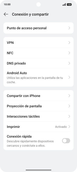 Pulsa Punto de acceso personal.