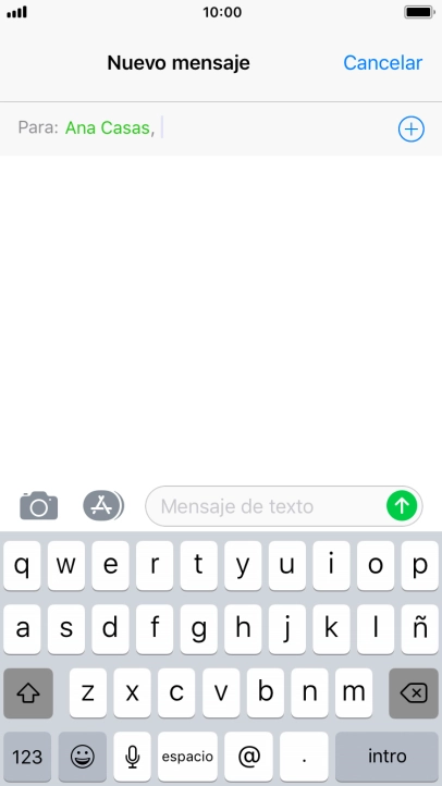 Pulsa en el campo de escritura  y escribe el texto del mensaje corto.