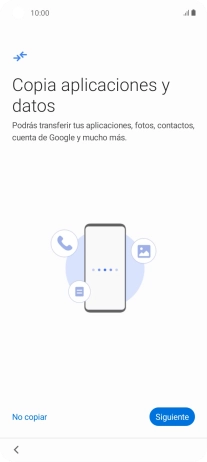 Puedes transferir el contenido de otro teléfono cuando activas tu teléfono por primera vez y cuando lo has restablecido. Cuando aparezca en la pantalla del teléfono esta imagen, ya está listo para la transmisión del contenido del otro teléfono.
