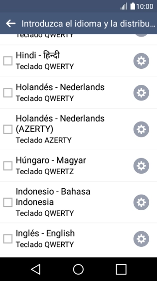 Pulsa el icono de idioma para seleccionarlo.