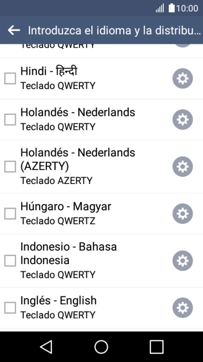Pulsa el icono de idioma para seleccionarlo.