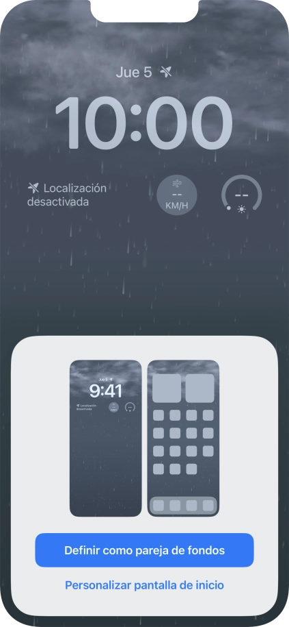 Si deseas utilizar el mismo tema de color en la pantalla de inicio, pulsa Definir como pareja de fondos.