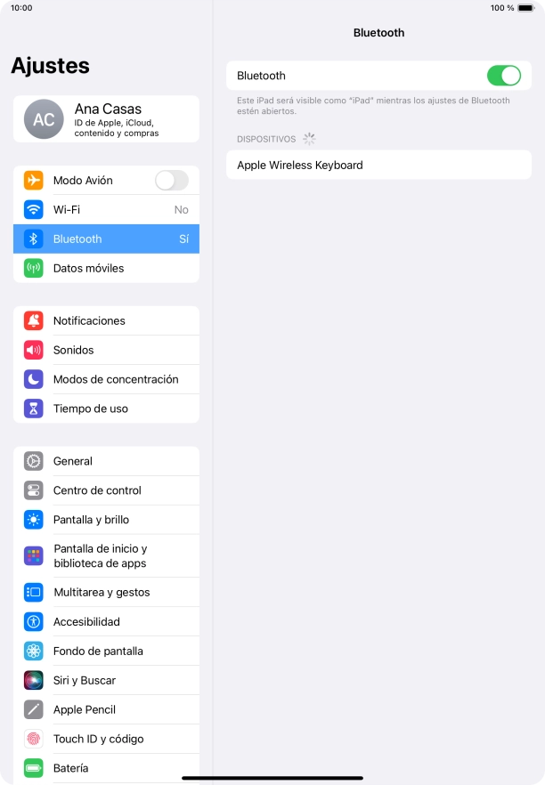 Pulsa el dispositivo Bluetooth deseado y sigue las indicaciones de la pantalla para vincular el dispositivo a la tablet.