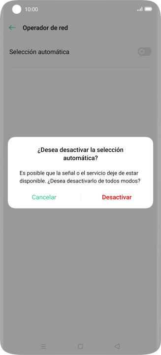 Pulsa Desactivar para desactivar la función y espera mientras el teléfono está buscando redes.
