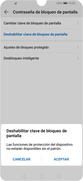 Introduce el código de seguridad actual y pulsa ACEPTAR.