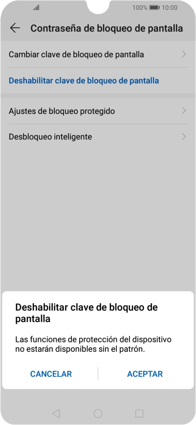 Introduce el código de seguridad actual y pulsa ACEPTAR.